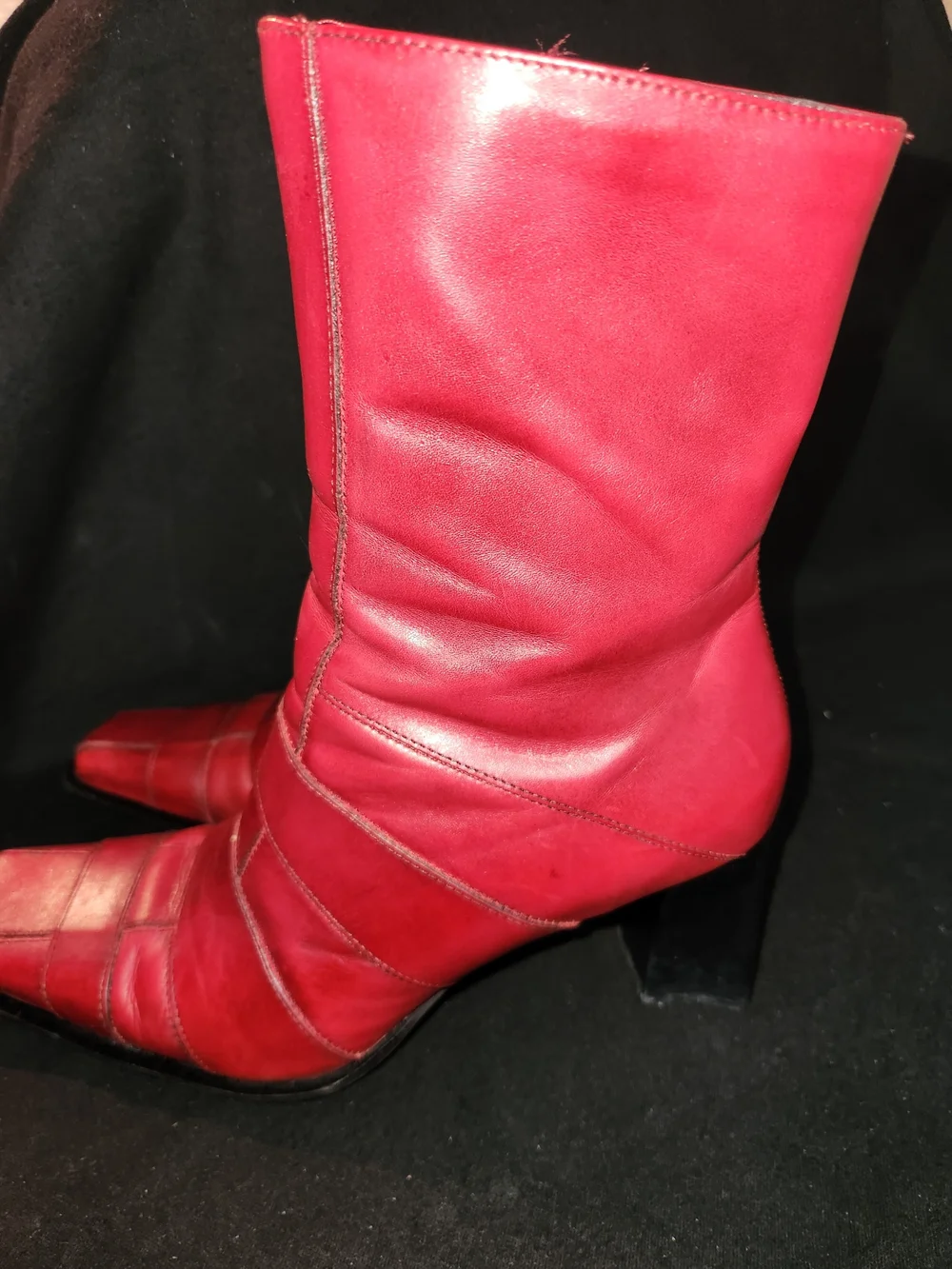 Bakers Red Leather Mid-Calf Men's Boots with Square Toe #443